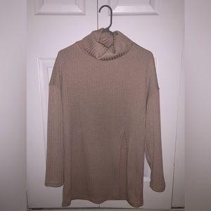 Funnel Neck Ribbed Sweater